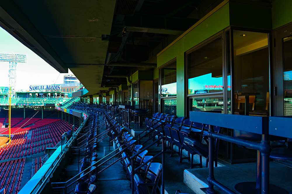 Angled view of windows at Fenway Park